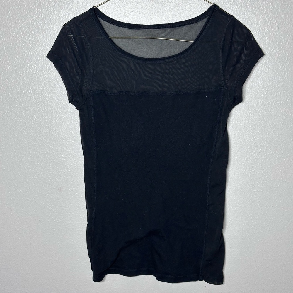 Express Women Black Minimalist Casual Basic Sheer Top Blouse size XS